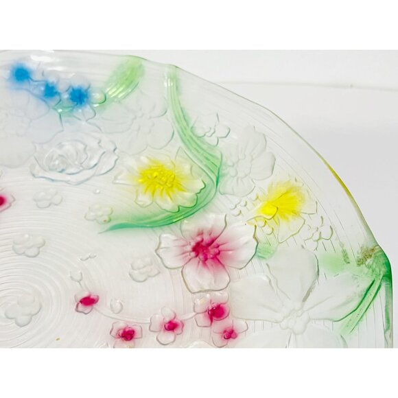 Romance Rose Floral Glass Salad Fruit Serving Bowl Plate - Picture 4 of 8